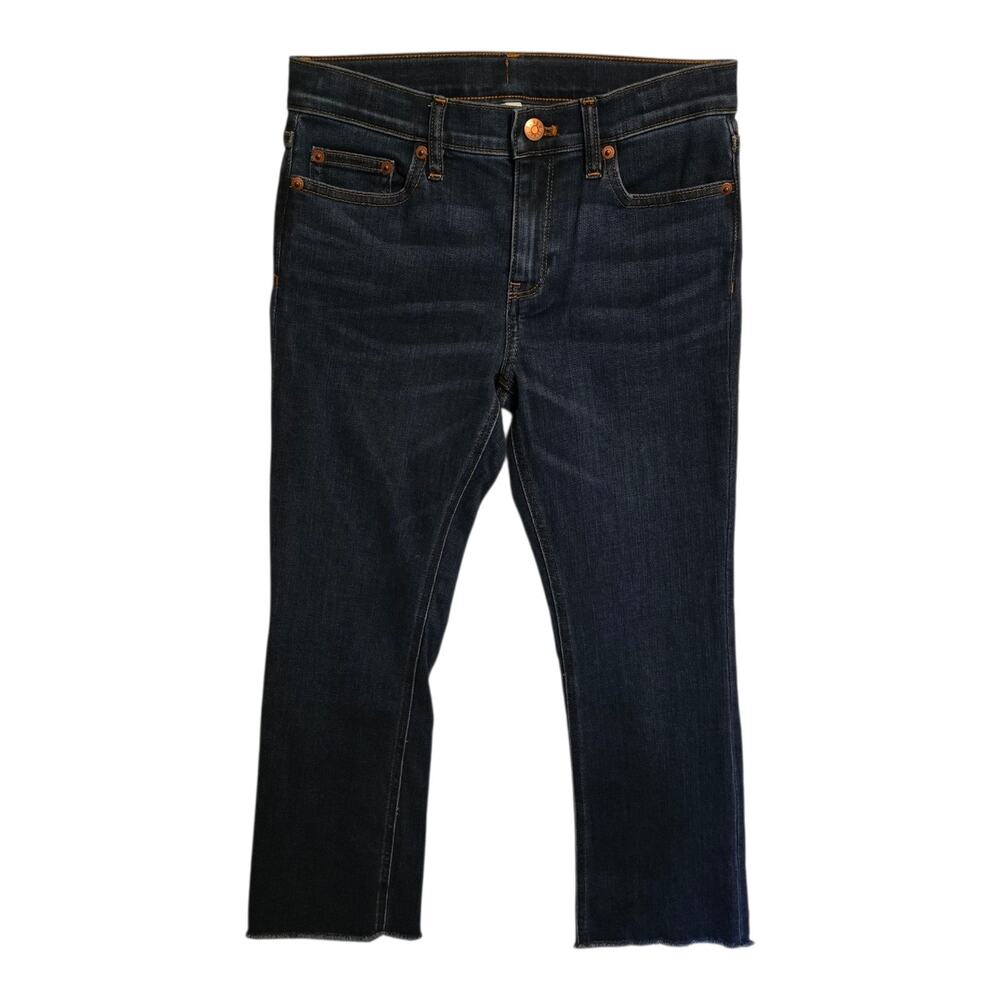J Crew Crewcuts Jeans Girls Size 12 Blue Bootcut Raw Hem Adjustable Waist Casual